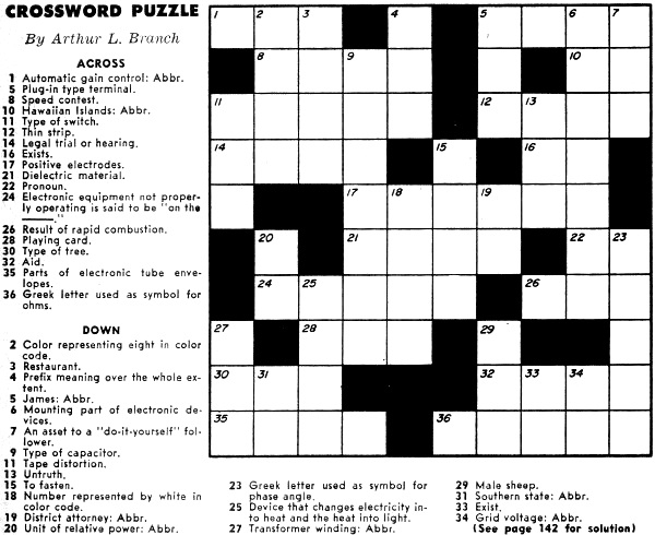 Crossword Puzzle October 1957 Popular Electronics RF Cafe