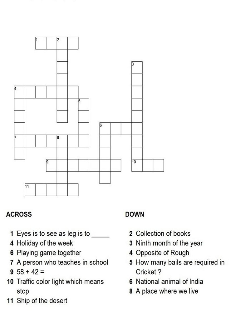 Crossword Puzzles For Children Activity Shelter