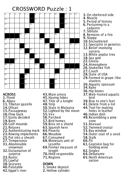 Free Printable Crossword Puzzles Without Clues