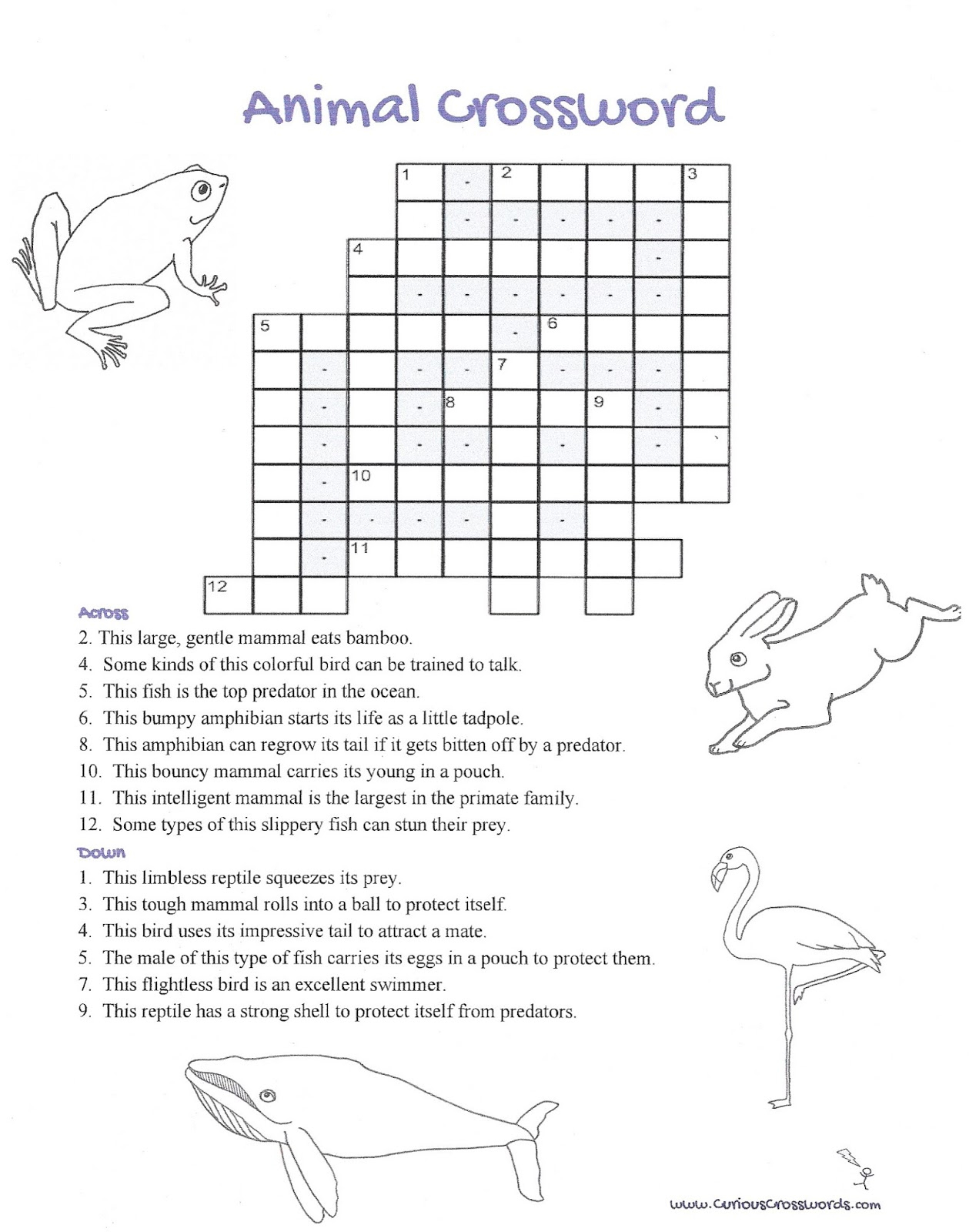 Animal Crossword Puzzles Printable For Adults Easy