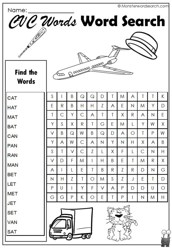 CVC Word Search Monster Word Search