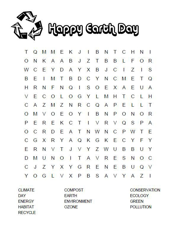 Earth Day Word Search Best Coloring Pages For Kids In