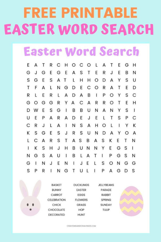 Easter Word Search Printable Worksheet With 20 Easter