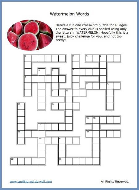 Easy Crossword Puzzles For Learning Fun Crossword