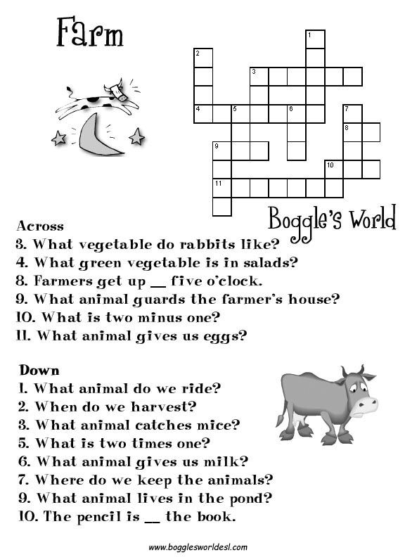 Free Printable Crossword Puzzles 3rd Grade Summer