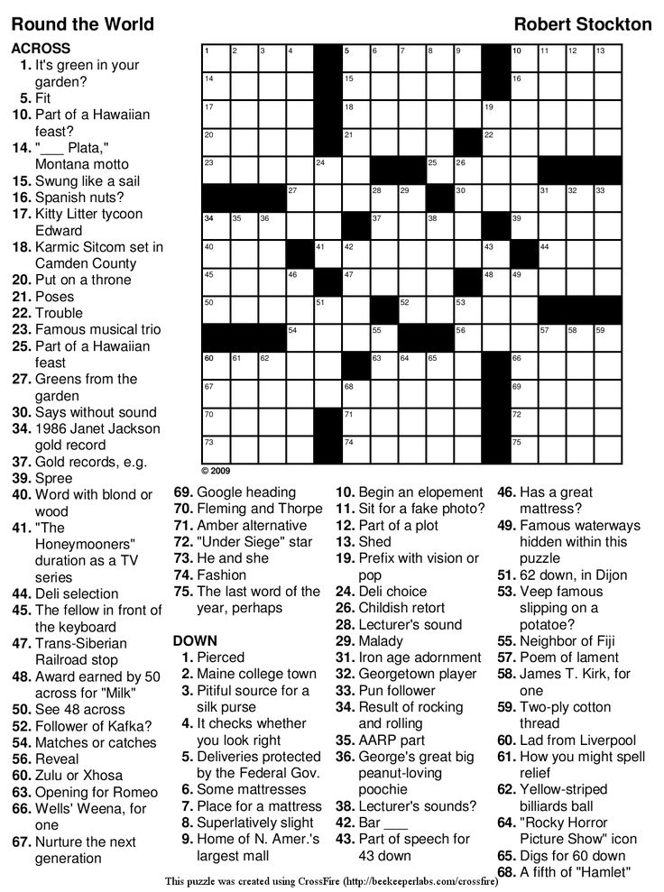 Medium Difficulty Crossword Puzzles For Beginners Printable