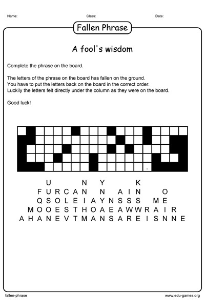 Free Printable Math Crossword Puzzle