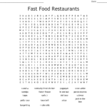 Fast Food Crosswords Word Searches Bingo Cards WordMint