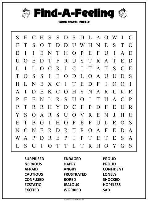 Feelings Word Scramble Worksheet 8 5 X11 In Size Fun