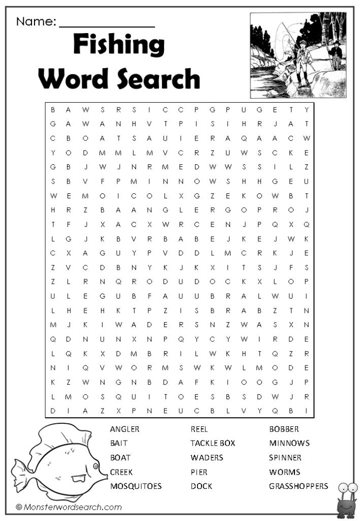 Fishing Word Search Monster Word Search