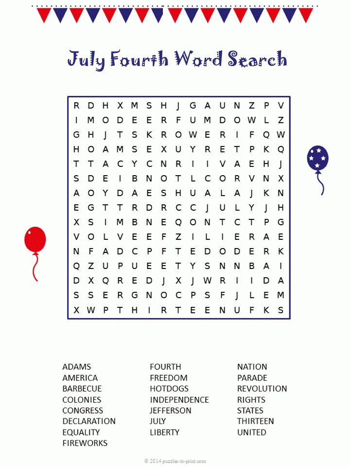 Fourth Of July Word Search