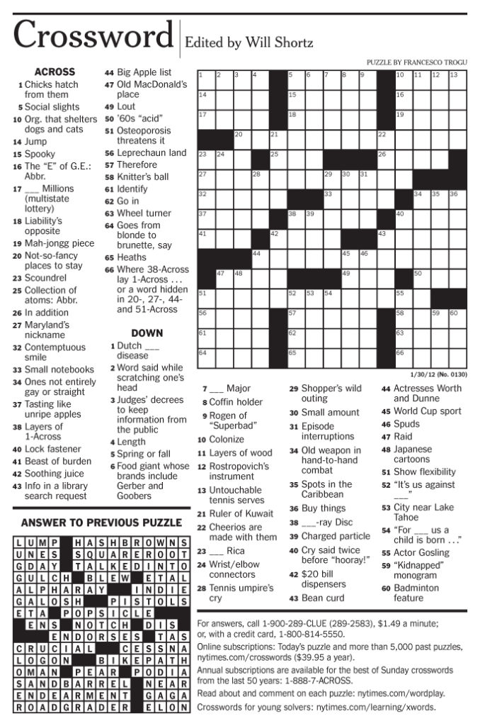 Francesco Trogu The New York Times Crossword Puzzle