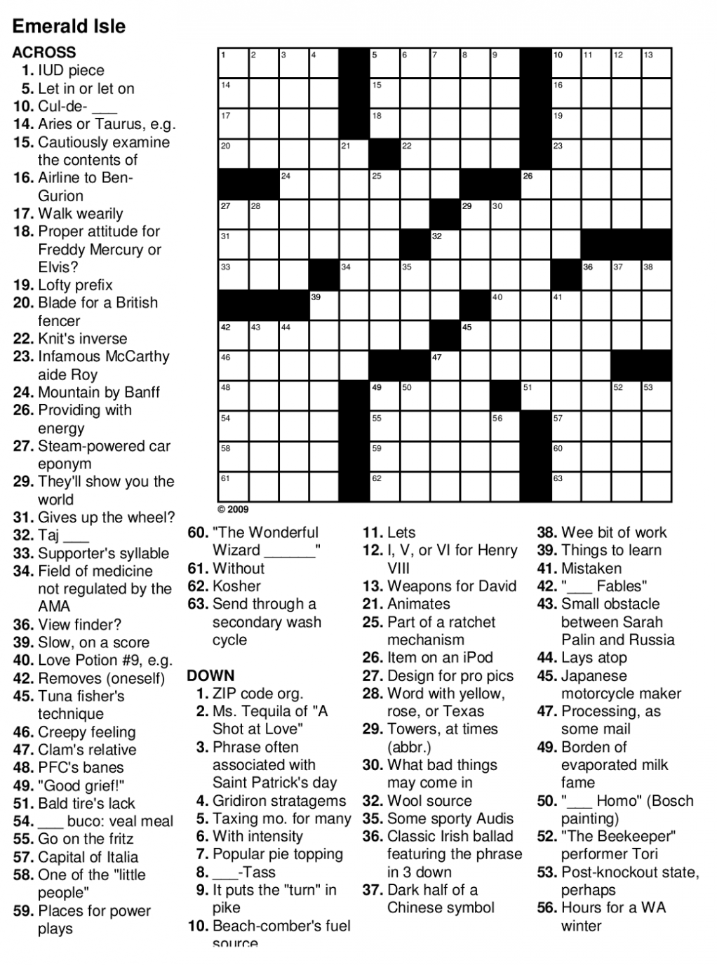 Crossword Puzzle Of Famous Authors And Their Books Free Printable