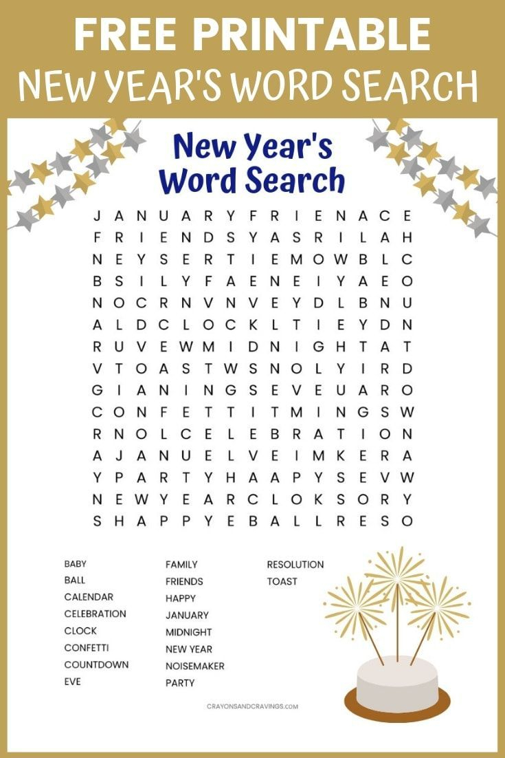 New Year Crossword Puzzle Printable For Kids