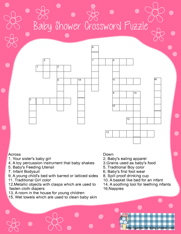 Make Free Printable Baby Shower Crossword Puzzle