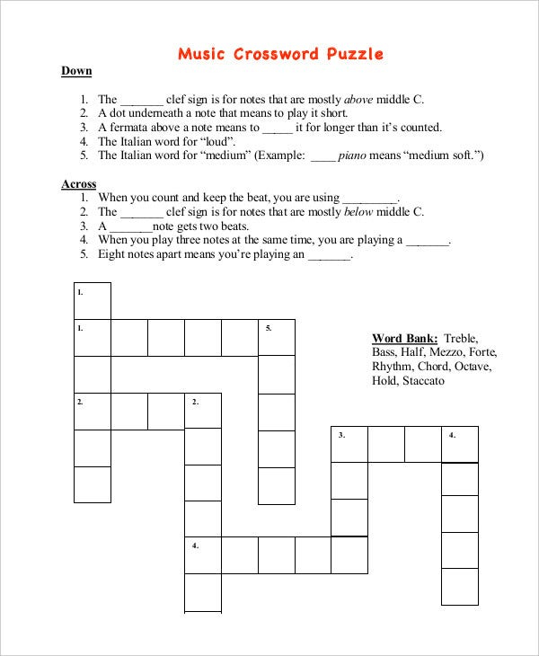 Free Printable Crossword Puzzle 14 Free PDF Documents