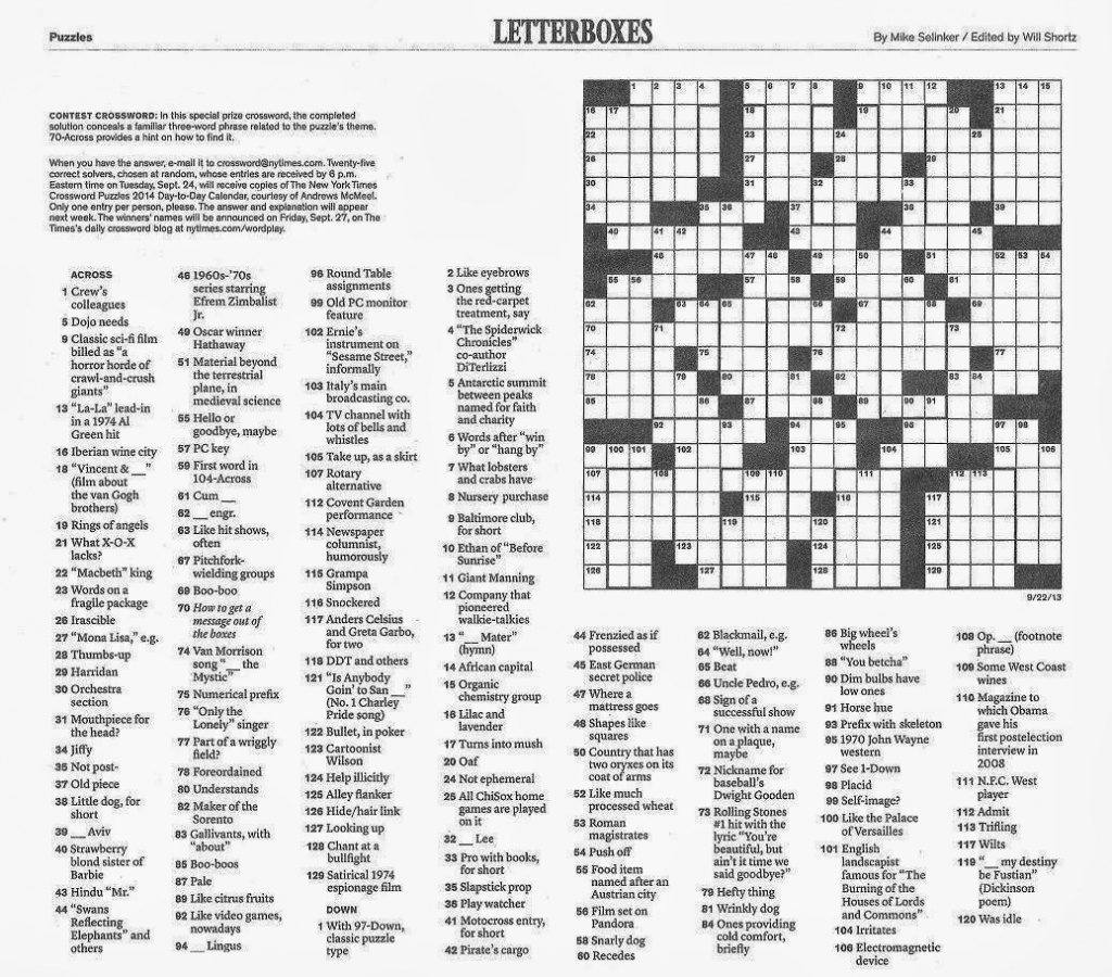 Freedailycrosswords.com Printable-crossword-puzzles