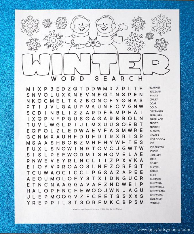 Winter Crossword Puzzle Printable Middle School