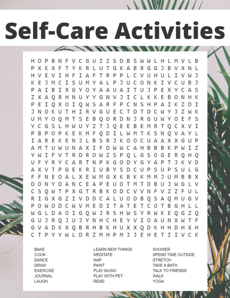 FREE Self Care Activities Word Search In 2021 Health