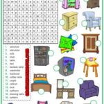 Furniture ESL Printable Word Search Puzzle Worksheets In