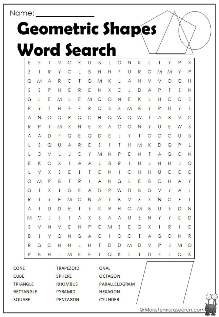 Geometric Shapes Word Search Monster Word Search