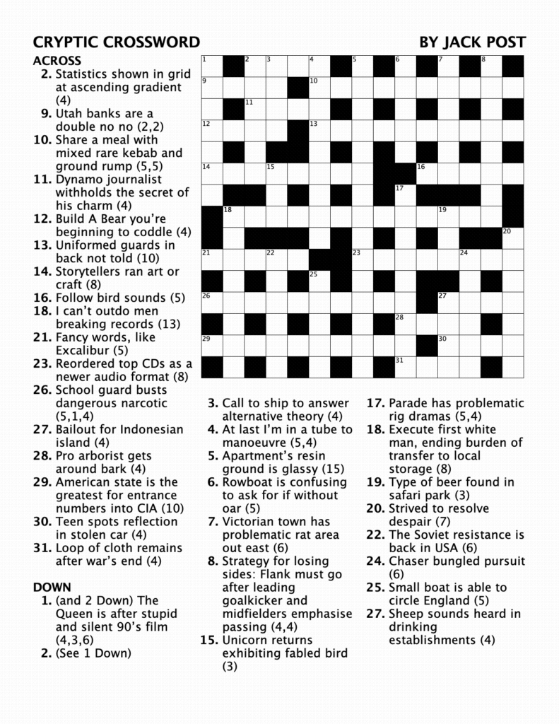 Jack S Cryptic Crossword