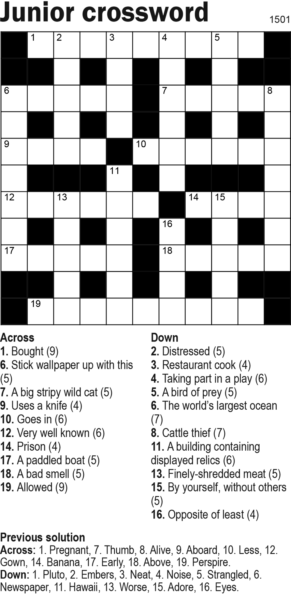 Newspaper Crossword Puzzles Printable Uk
