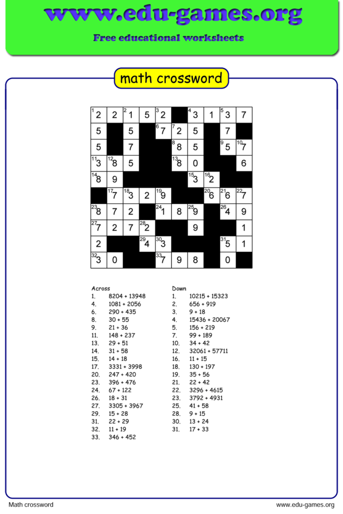 Math Careers Crossword Puzzle Answers Easy Crosswords
