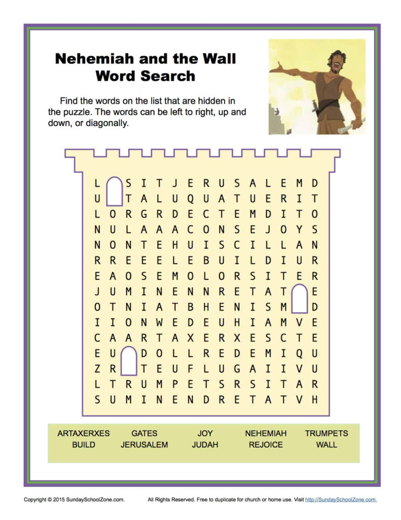 Nehemiah And The Wall Word Search Children S Bible