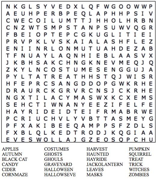 Halloween Crossword Puzzle Printable For Adults