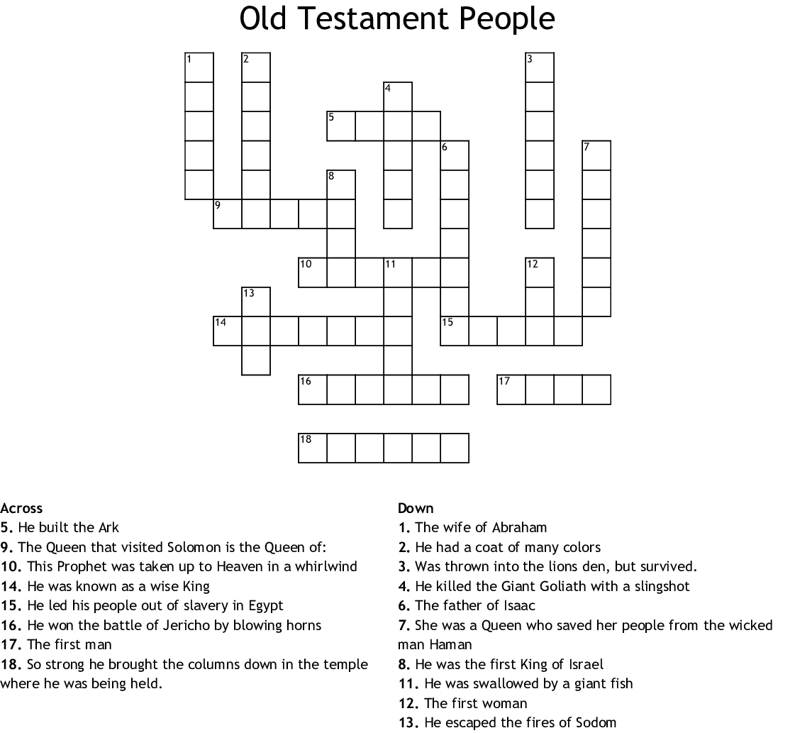Old Testament Crossword Puzzles Printable
