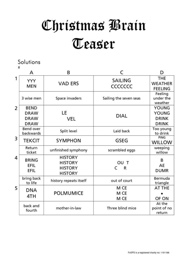 Printable Christmas Brain Teasers Brain Teasers