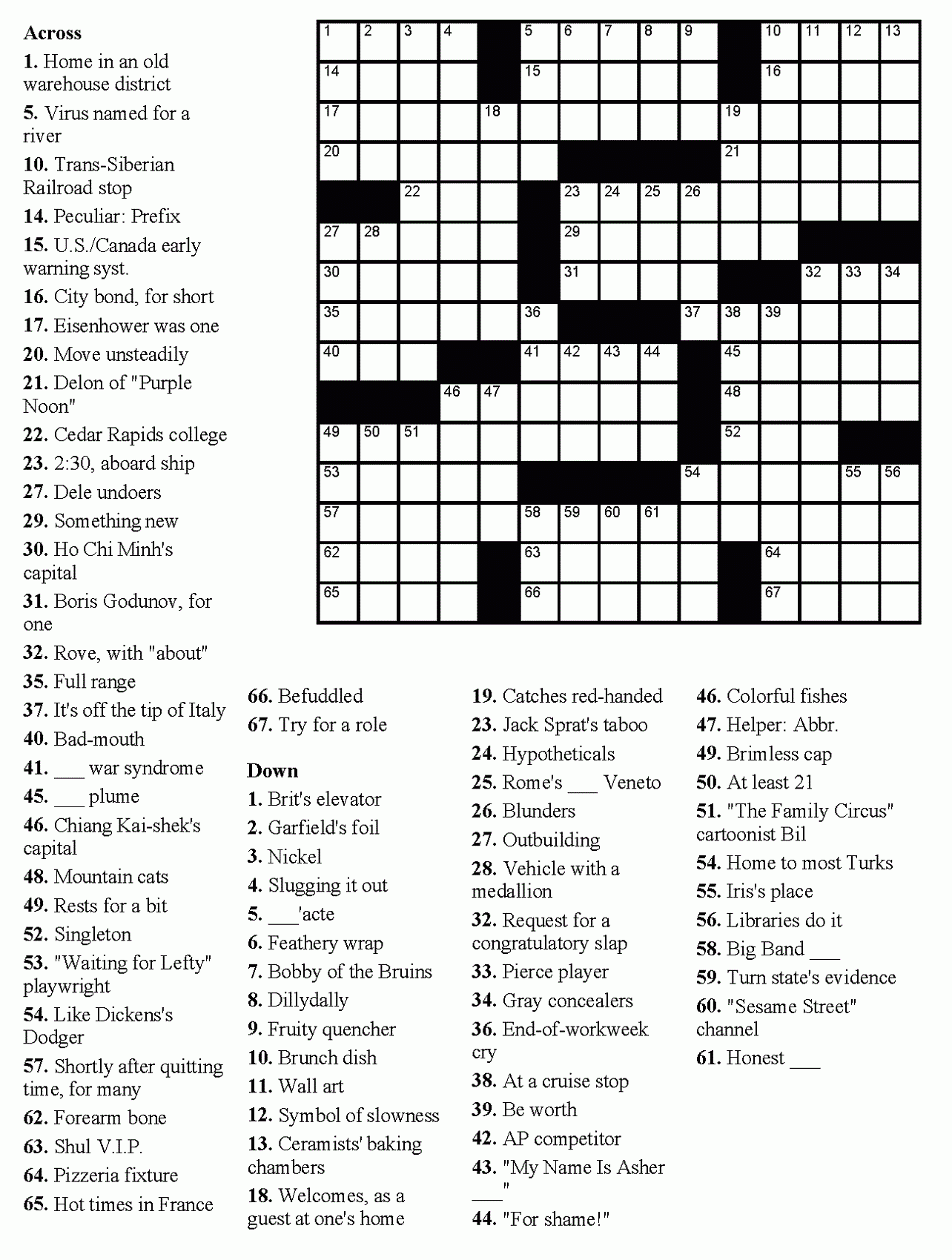 Free Daily Crossword Puzzles Printable 2022