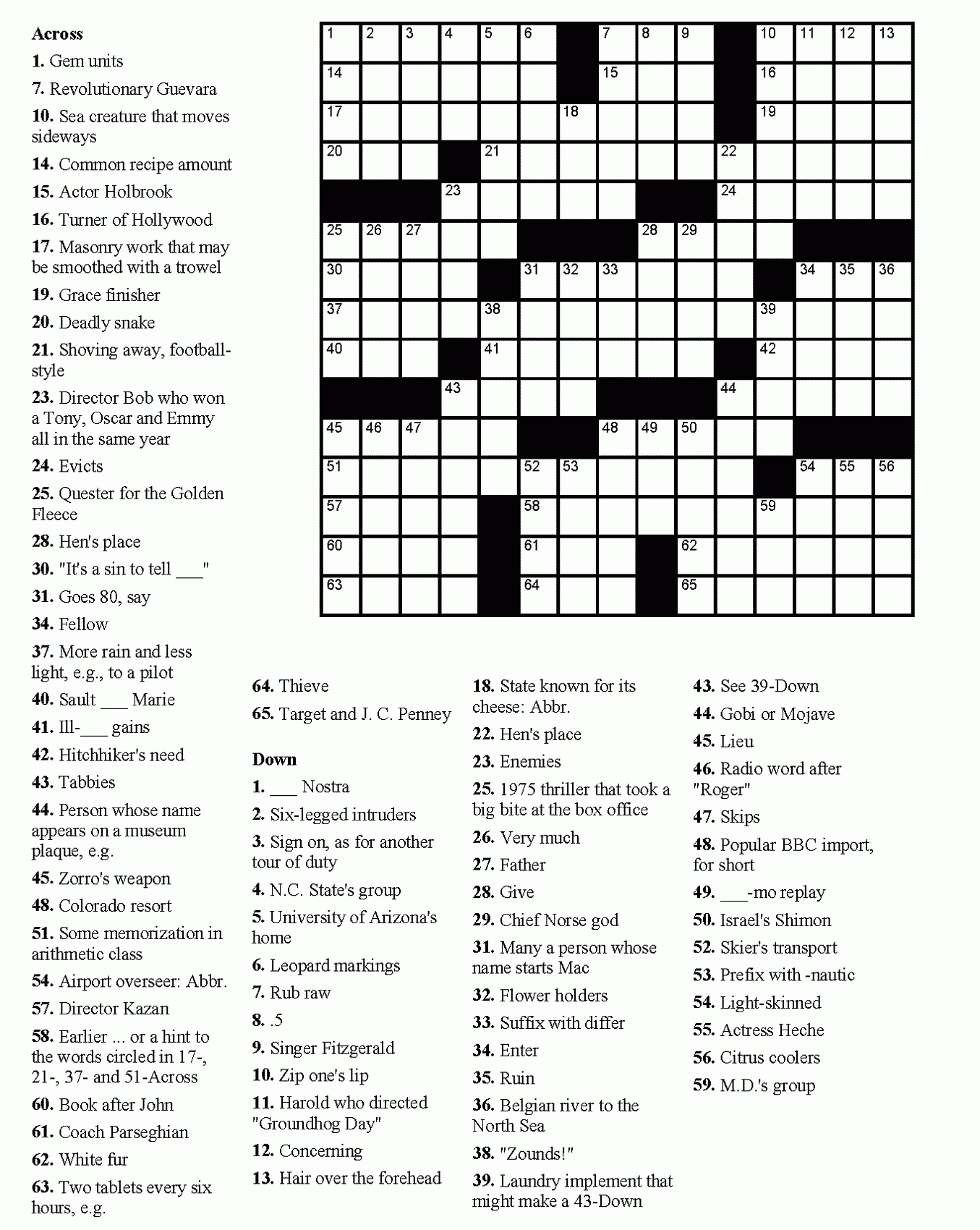 Daily Commuter Crossword Puzzles Printable Printable Crossword 