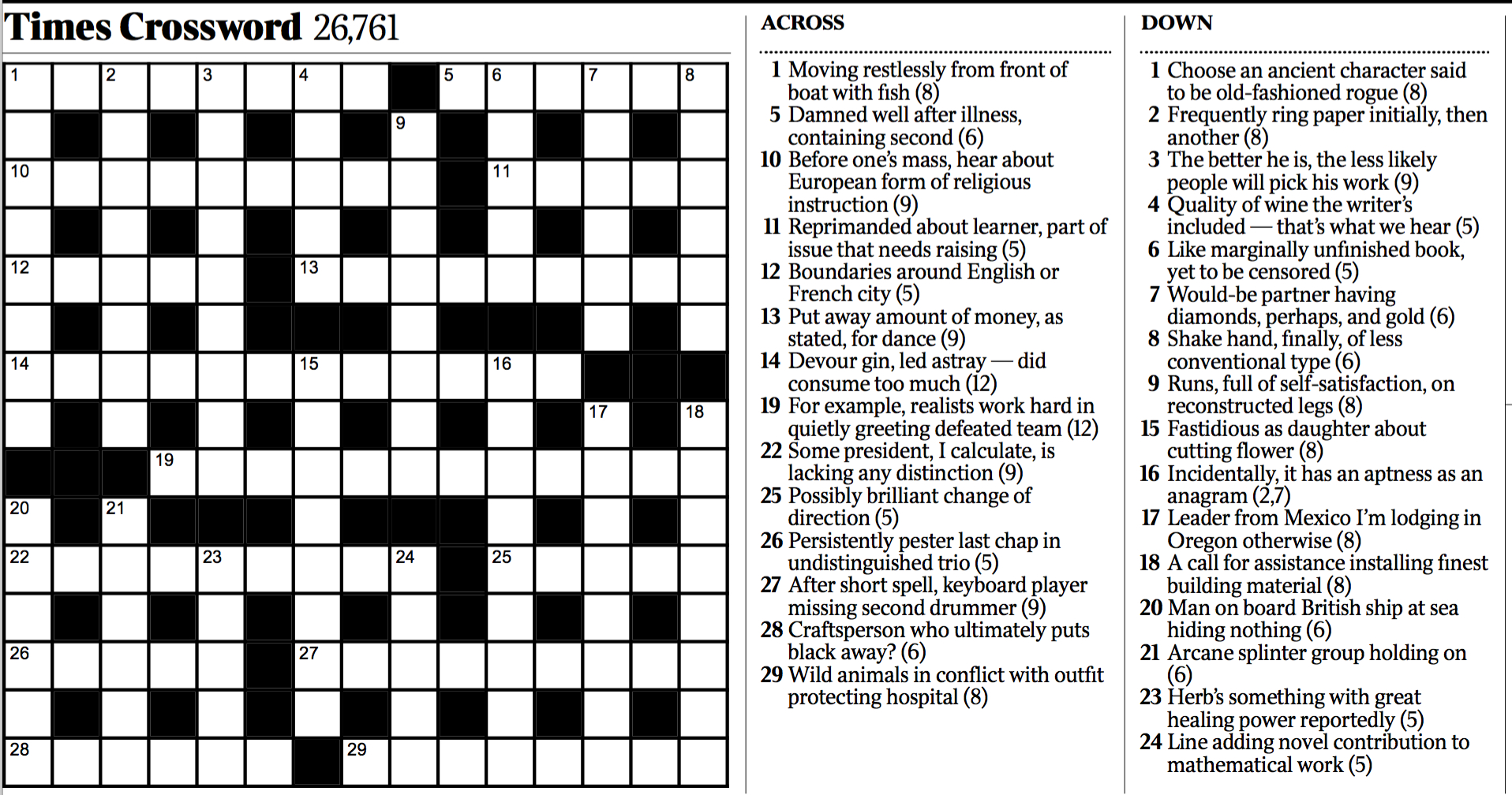 New-york Times Printable Wednesday Crossword Puzzles