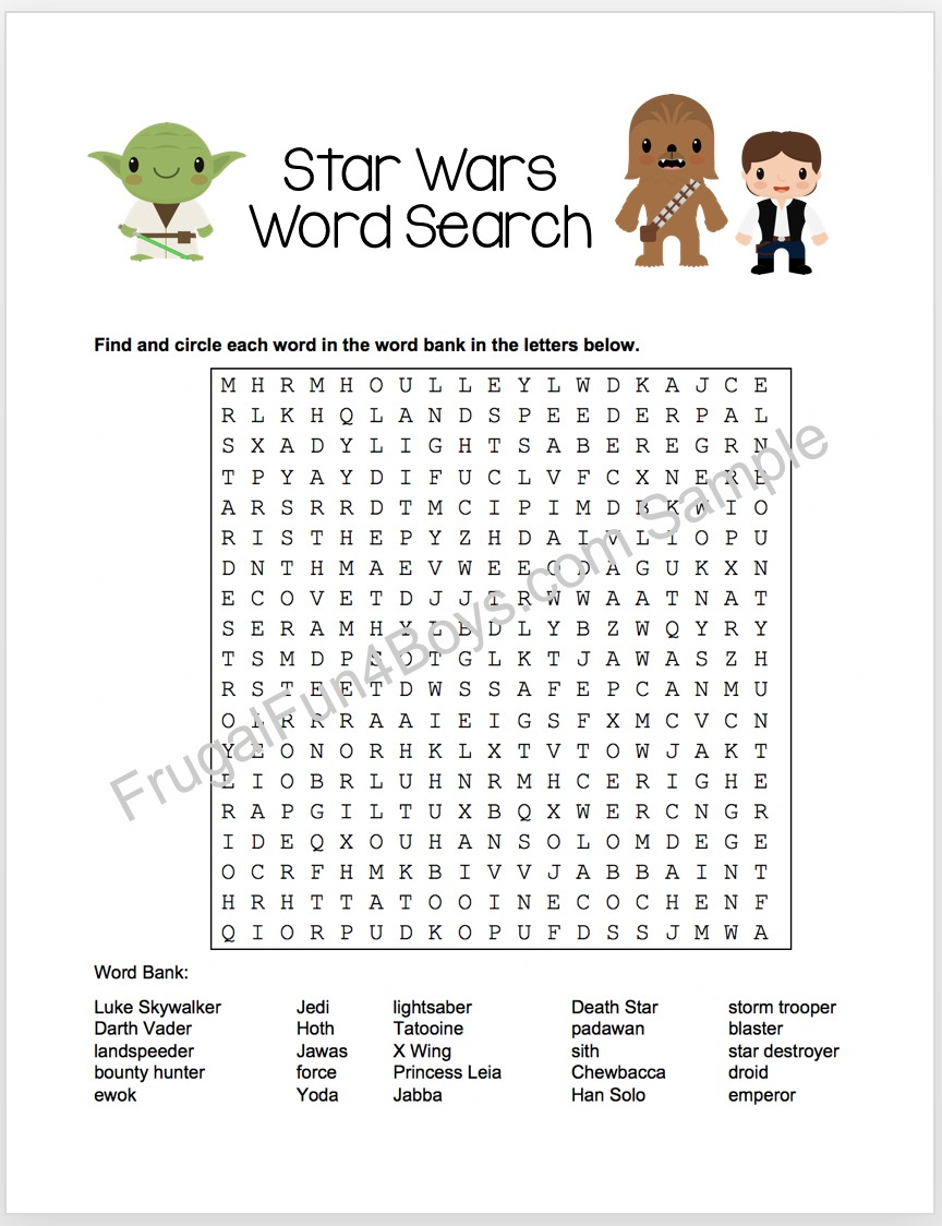 Free Printable Star Wars Crossword Puzzles