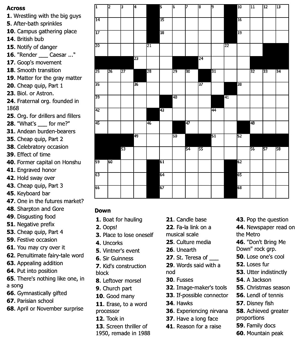 Free Printable Crossword Puzzle 7 For May 28 2022