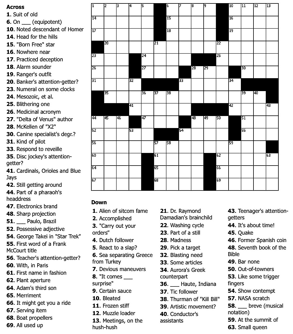 Free Printable Crossword Puzzles For August 20 2022
