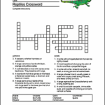 Reptiles Printables Reptiles Crossword Printable