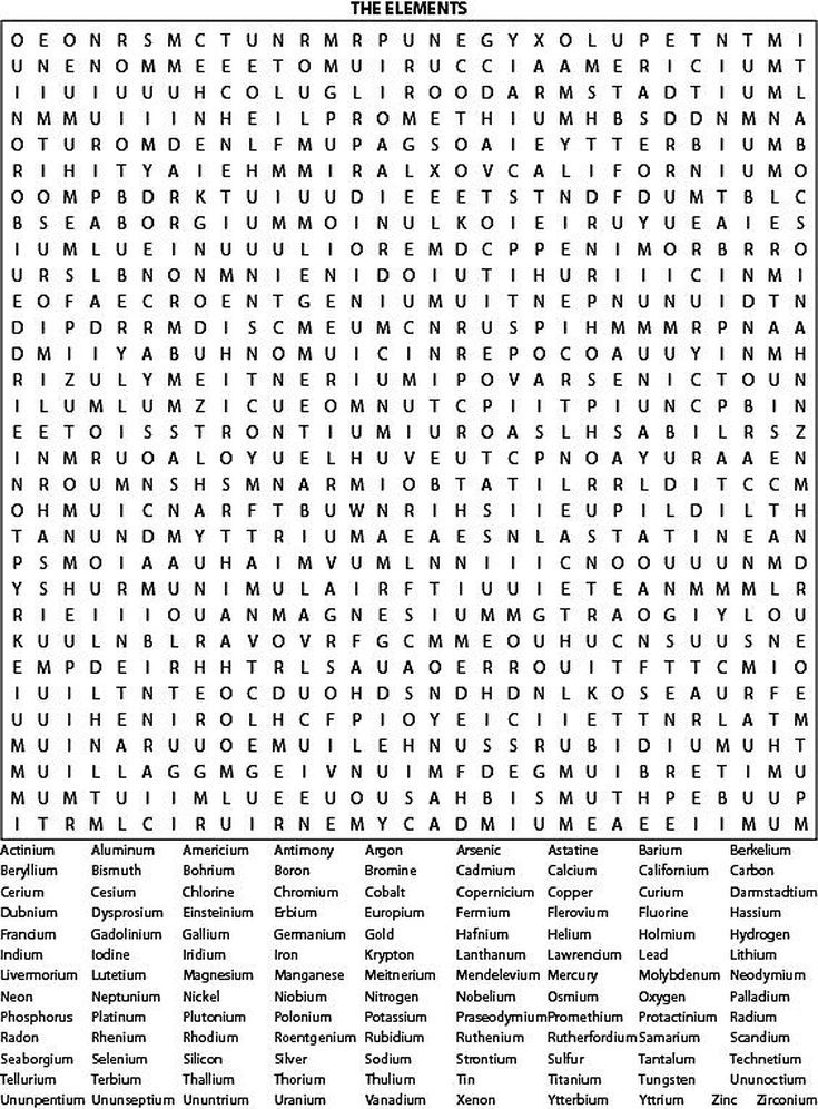 Review The Periodic Table With A Fun Element Word Search