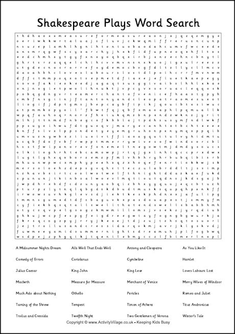 Free Printable Crossword Puzzle Shakespeare Macbeth Answers