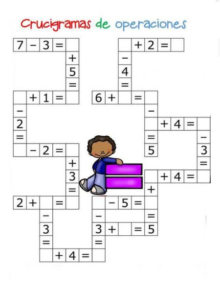Simple Operations Math Crossword Worksheet School