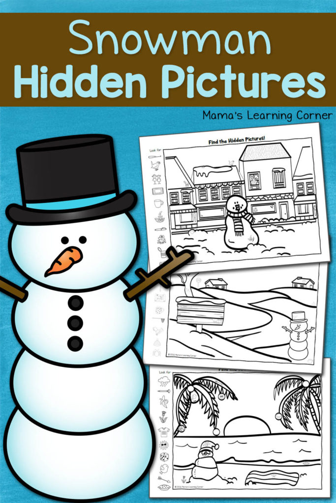 Snowman Hidden Pictures Printables Mamas Learning Corner