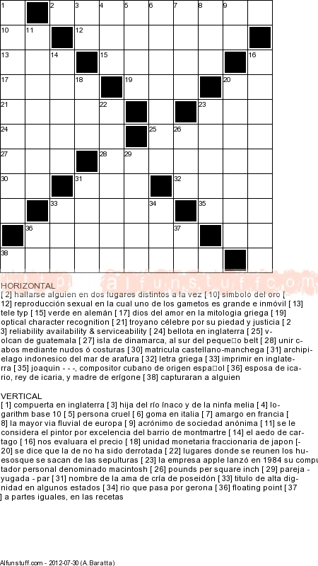 Spanish Crossword Puzzles Printable Spanish Games Spanish