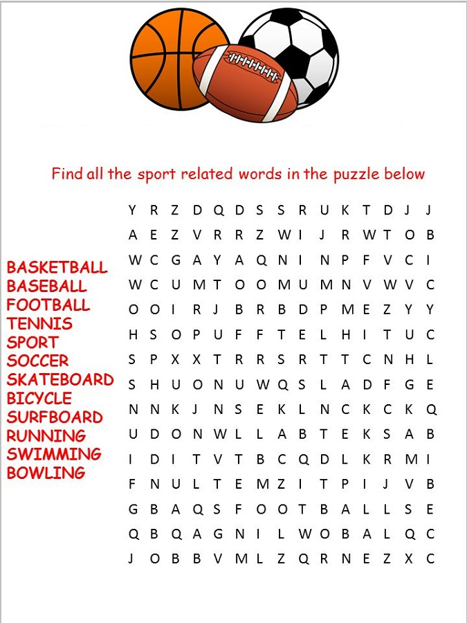 Sport Word Searches To Print Activity Shelter