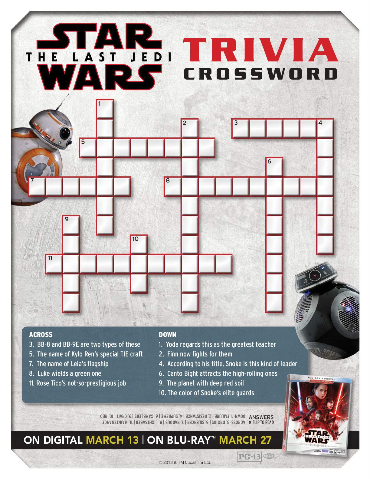 Star Wars Crossword Puzzle Printable For Kids