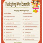 Thanksgiving Word Scramble Printable Thanksgiving Word