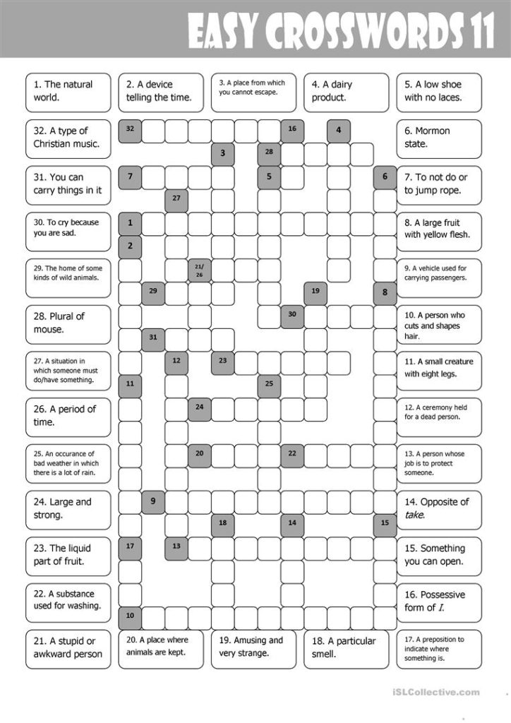 The Best Easy Crossword Puzzles Printable Jackson Website