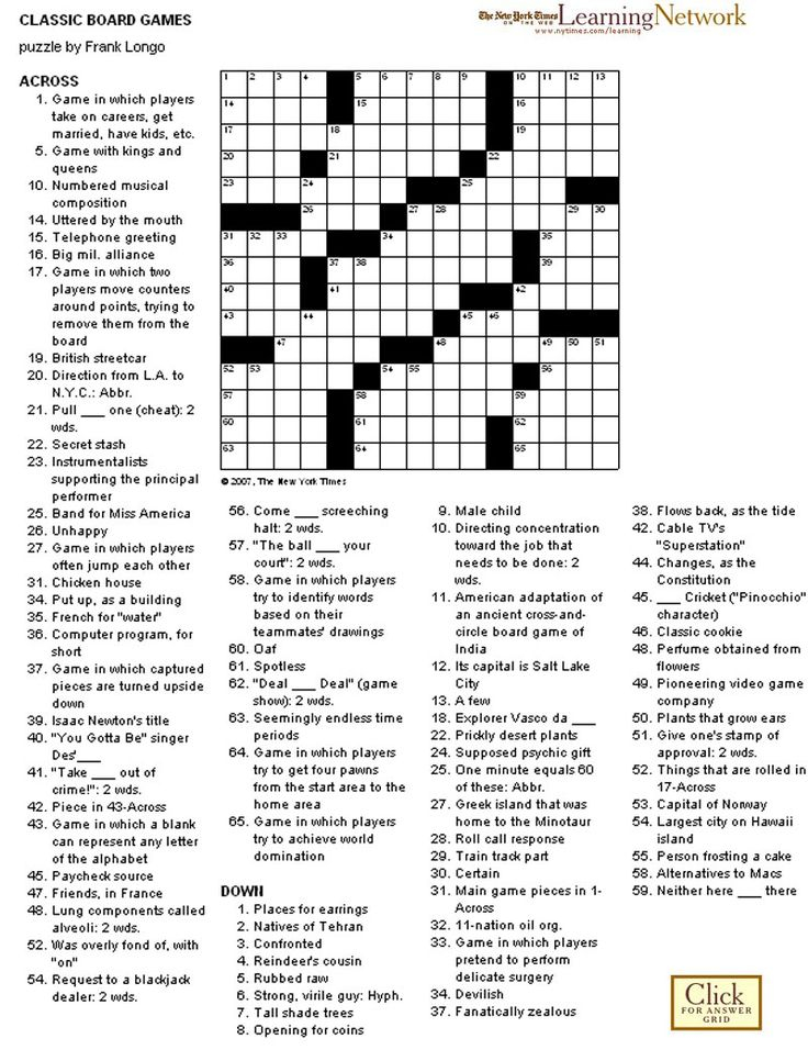 Free Printable Nyt Crossword Puzzles Seattle