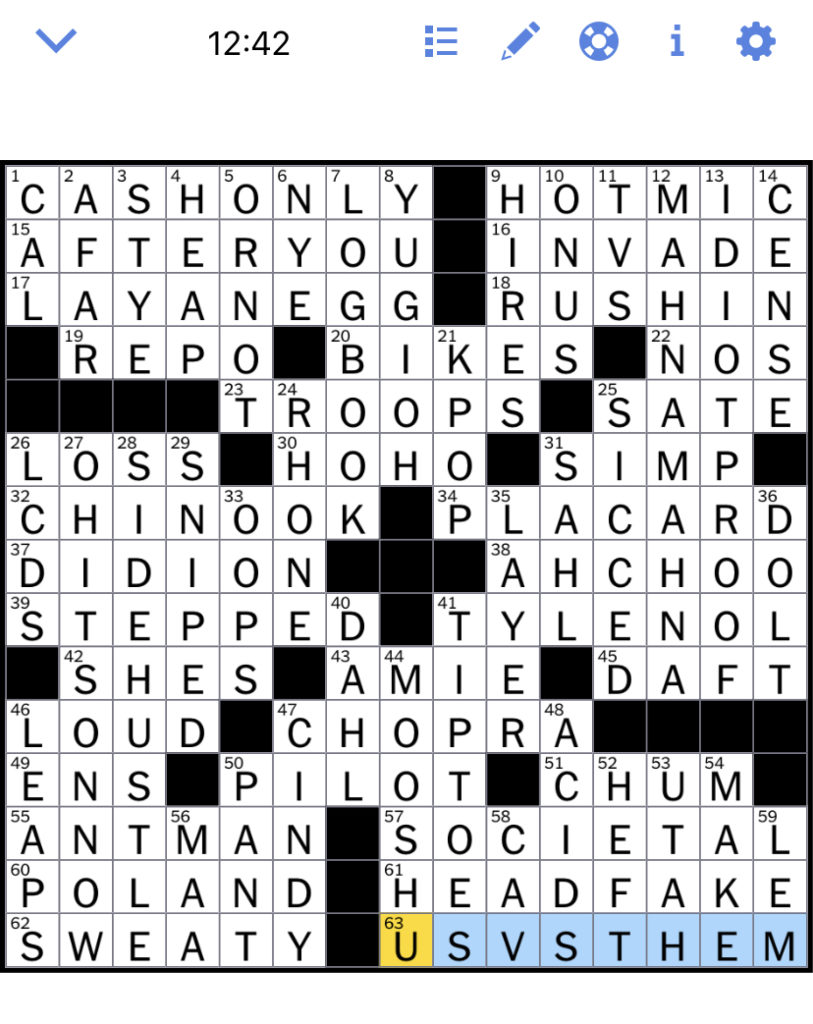 The New York Times Crossword Puzzle Solved Saturday S New